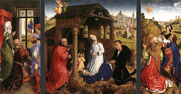 Retablo de la Natividad de Pierre Bladelin, c. 1450, Rogier van der Weyden Retablo de la Natividad de Pierre Bladelin, c. 1450, Rogier van der Weyden