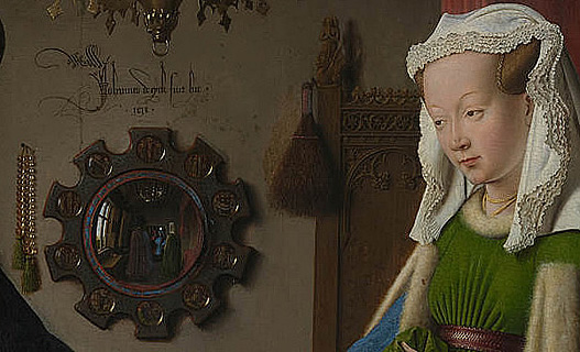 Les époux Arnolfini, miroir concave, Jan van Eyck
