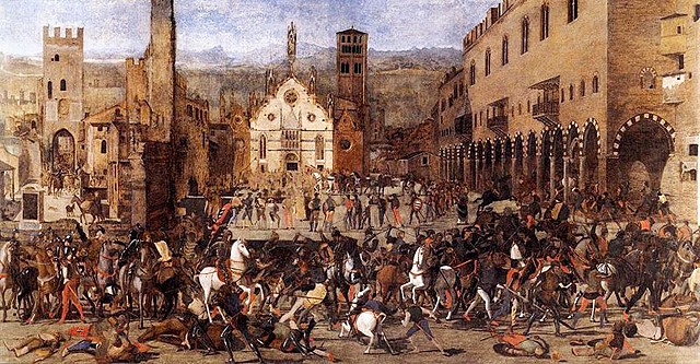 Combat entre les Gonzaga et les Bonacolsi, 1494, Domenico Morone, Mantoue, Palazzo Ducale