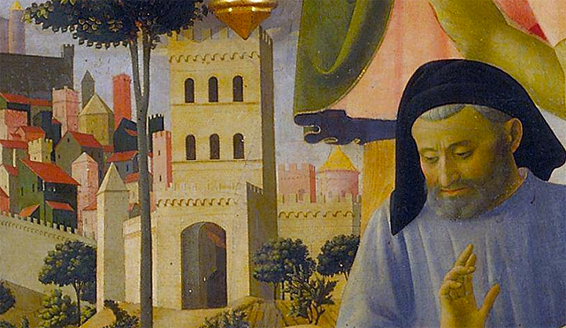 Descendimiento de la Cruz, retrato Michelozzo , c. 1443, Fra Angelico 