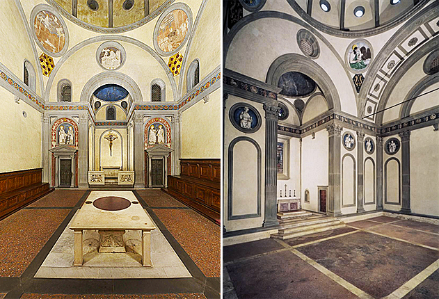 Filippo Brunelleschi, Vieja Sacristia de San Lorenzo ; Capilla de los Pazzi en Santa Croce