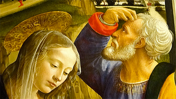 La Adoración de los pastores, 1485, Domenico Ghirlandaio, detalle