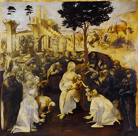 La Adoración de los Magos, 1481, Leonardo da Vinci