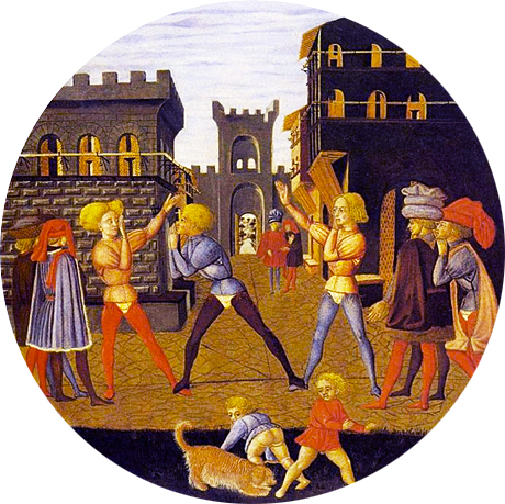 El juego del Civettino, siglo XV, Giovanni di ser Giovanni llamado Lo Scheggia, Florencia, Palazzo Davanzatti