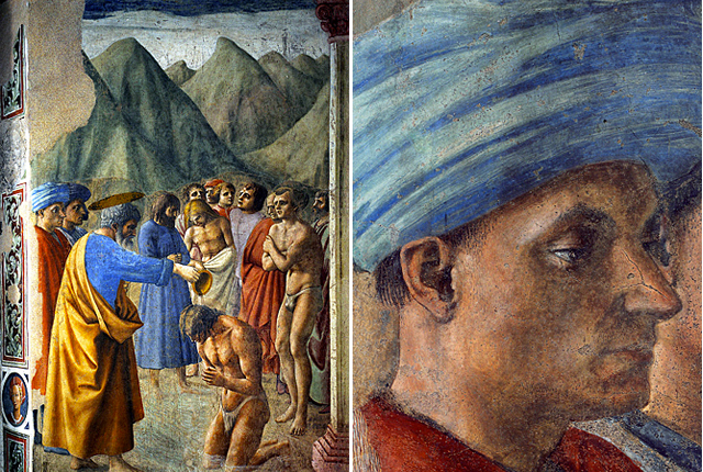 Bautismo de los neófitos, Masaccio