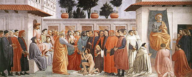 La Résurrection du fils de Théophile, 1480-1485, Masaccio et Filippino Lippi