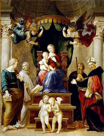 La Madone au baldaquin, 1506/1508, Raphaël (Florence, Galleria Palatina du Palazzo Pitti)