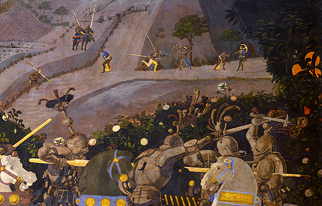 Niccolò da Tolentino à la tête des Florentins, Paolo Uccello, détail