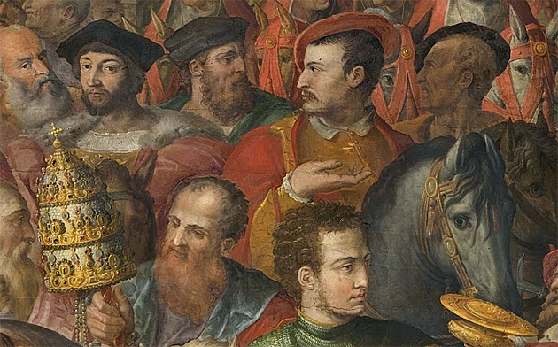 León X visita Florencia, Giorgio Vasari y Giovanni Stradano