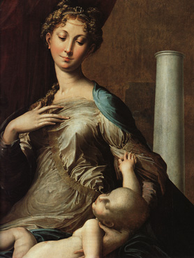 Virgen del cuello largo, detalle, 1534-1540, Parmigianino