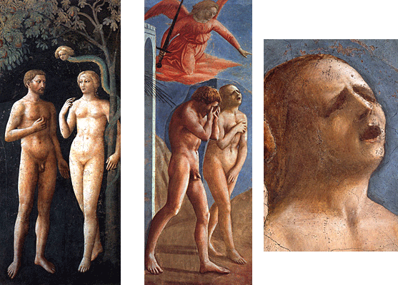 El pecado Original, Masolino ; Adán y Eva, Masaccio