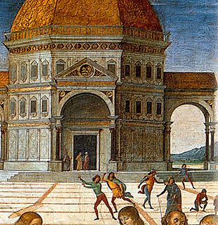 La Remise de clefs, temple, vers 1482, le Pérugin, Chapelle Sixtine
