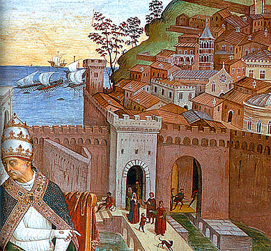 Pie II arrive à Ancône pour donner le départ de la croisade, Pinturicchio