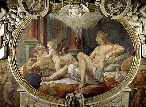 Danae visitada por Zeus, 1540, Primaticcio