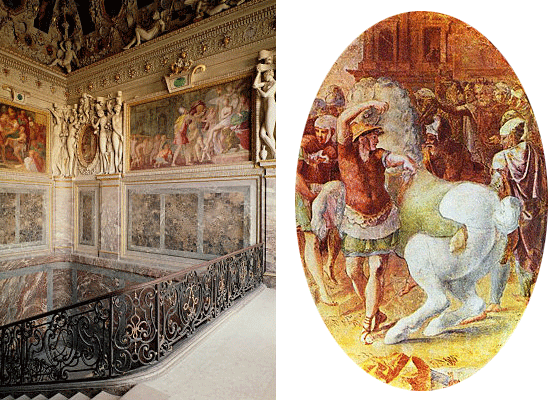 L'Escalier du Roi, fresques et stucs, vers 1552, le Primatice