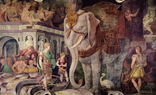 L'éléphant fleurdelisé, fresque, 1534-1536, Rosso Fiorentino