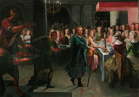 Dicé offre un banquet à Francus, entre 1594 à 1602, Toussaint Dubreuil