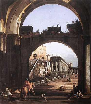 Caprice avec le Capitole, 1743-1744, Bernardo Bellotto, Parme, Galleria Nazionale
