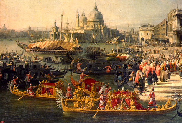 La llegada del embajador de Francia, 1735, Canaletto, detalle