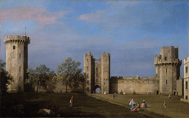 Fachada Este del castillo de Warwick, hacia 1748, Canaletto