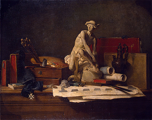 Naturaleza muerta con los atributos del arte, 1766, Jean Siméon Chardin