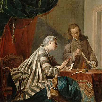 Mujer sellando una carta, 1733, Jean Siméon Chardin