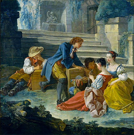 Le Galant colporteur (vendedor ambulante) 1738, François Boucher