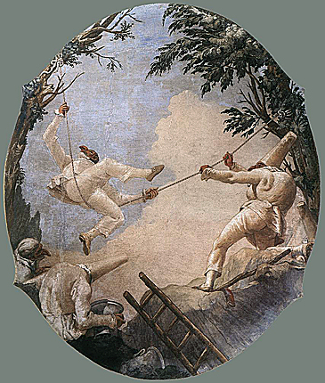Polichinelle et la balançoire, 1793-1797, fresque, Giandomenico Tiepolo