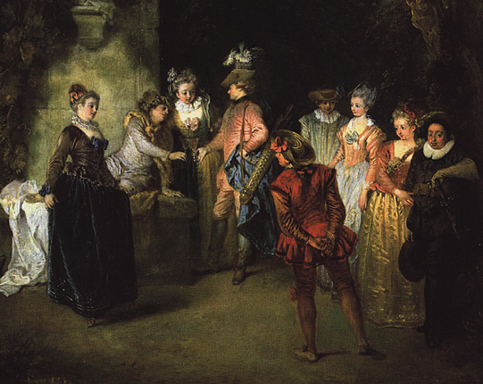 El amor en el Teatro francés, 1718, Watteau