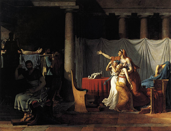 Los lictores llevan a Bruto los cuerpos de sus hijos, 1789, Jacques Louis David