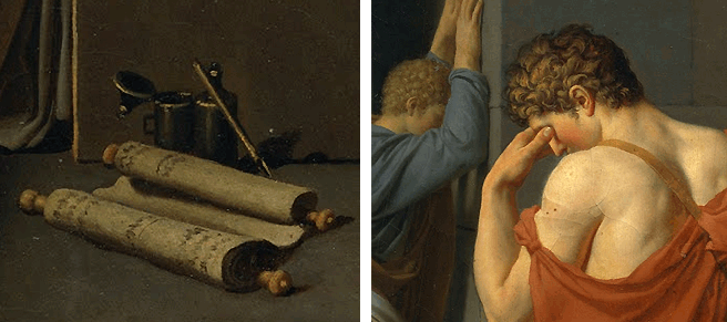 La muerte de Sócrates, 1787, Jacques Louis David, detalle