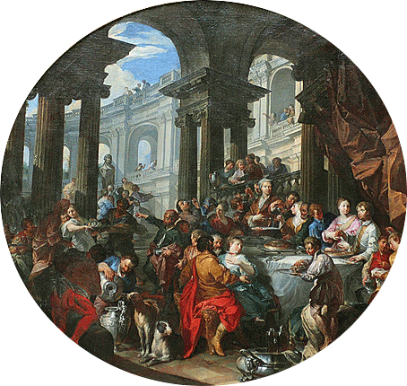 Festín bajo un pórtico de orden jónico, hacia 1720-1725, Giovanni Paolo Pannini