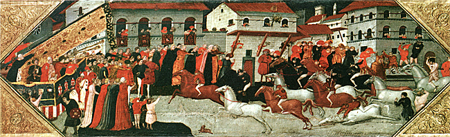 Une course dans les rues de Florence, vers 1417-1418