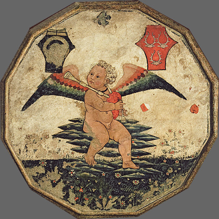Putto tocando una gaita, desco da parto, c. 1460-1470, escuela florentina
