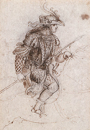 Dessin pour un costume de fête, vers 1517-1518, Léonard de Vinci