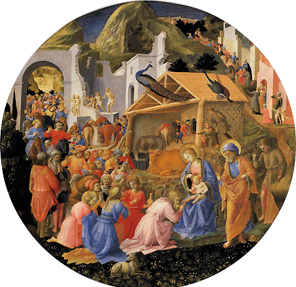 Tondo con la Adoración de los Magos, Filippo Lippi o Fra Angelico