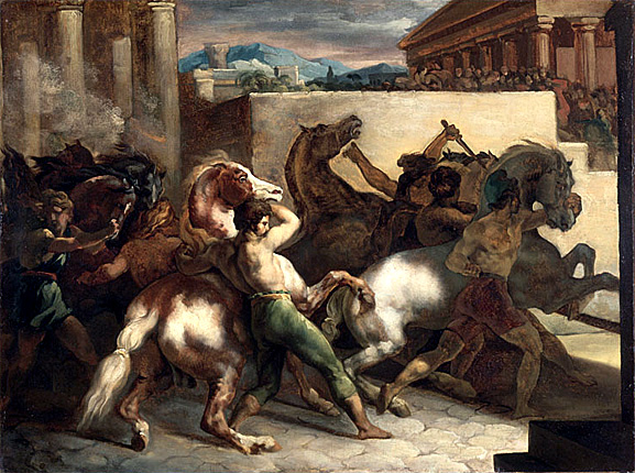 Carrera libre de caballos en Roma, 1817, Théodore Géricault