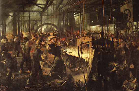 La Forge (cyclopes modernes), 1875, Adolph von Menzel, Berlin, Nationalgalerie