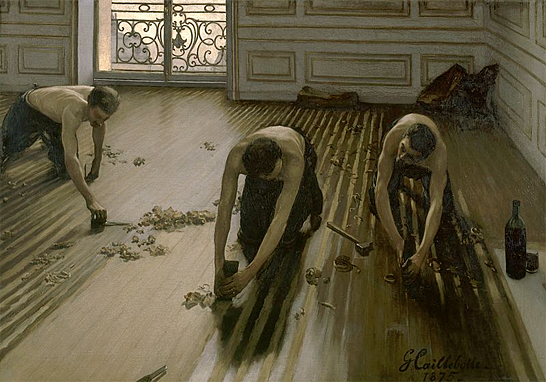 Los acuchilladores de parquet, 1875, Gustave Caillebotte