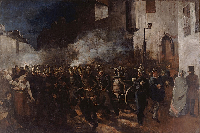 Bomberos corriendo hacia un incendio, 1850, Gustave Courbet