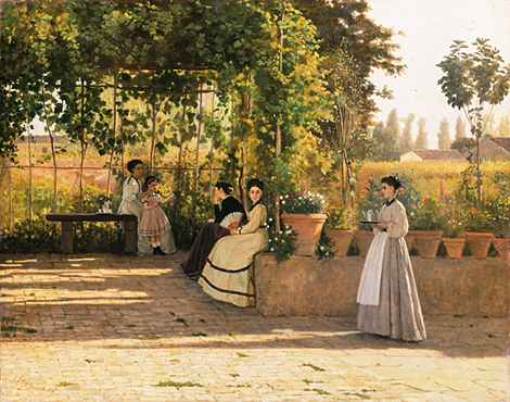 Sous la pergola, 1868, Silvestro Lega