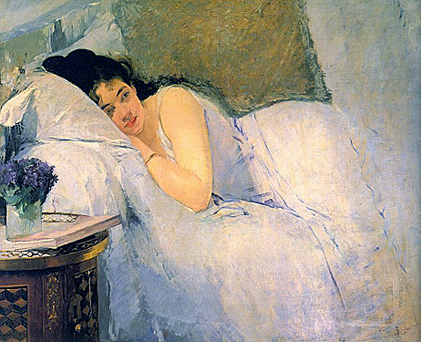 Muchacha despertándose, 1876, Eva González 