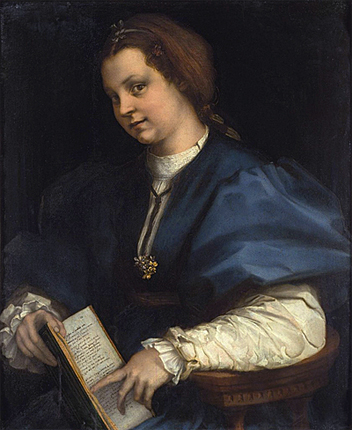 Retrato de una joven con un volumen de Petrarca, h. 1528, Andrea del Sarto