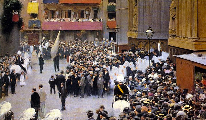 Départ de la procession de Santa Maria del Mar, 1898, Ramon Casas