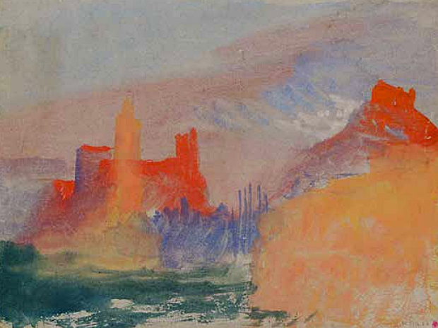 Les Tours vermillon : étude à Marseille, vers 1838, William Turner