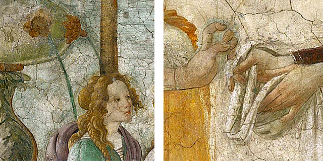 Botticelli, fresque villa Lemmi, détail