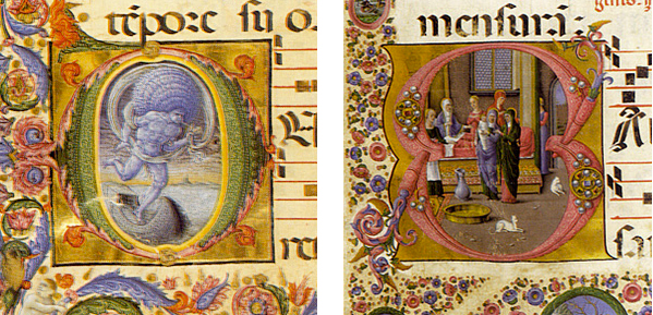 Allégorie du Vent ; Naissance de la Vierge, 1470-1472, Liberale da Verona ; Girolamo da Cremona