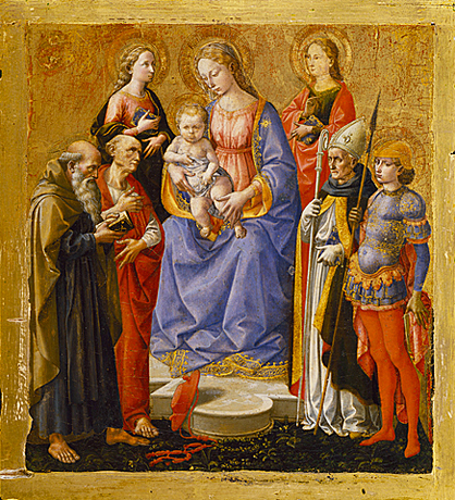 Vierge à l'Enfant entre six saints, vers 1460, Francesco di Stefano, dit Pesellino