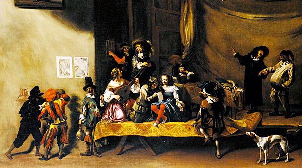 Escena de la Comedia del Arte, c. 1640, Michelangelo Cerquozzi