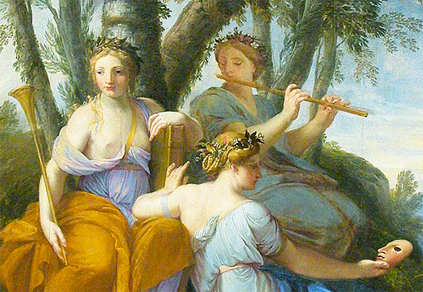 Las musas Clío, Euterpe y Talía, c. 1652-55, Eustache Le Sueur